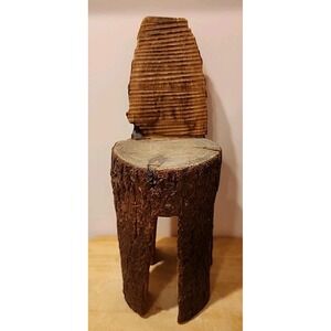 Rustic Wooden Stump Chair Handmade Unique Tree Log Accent Decor 1980s